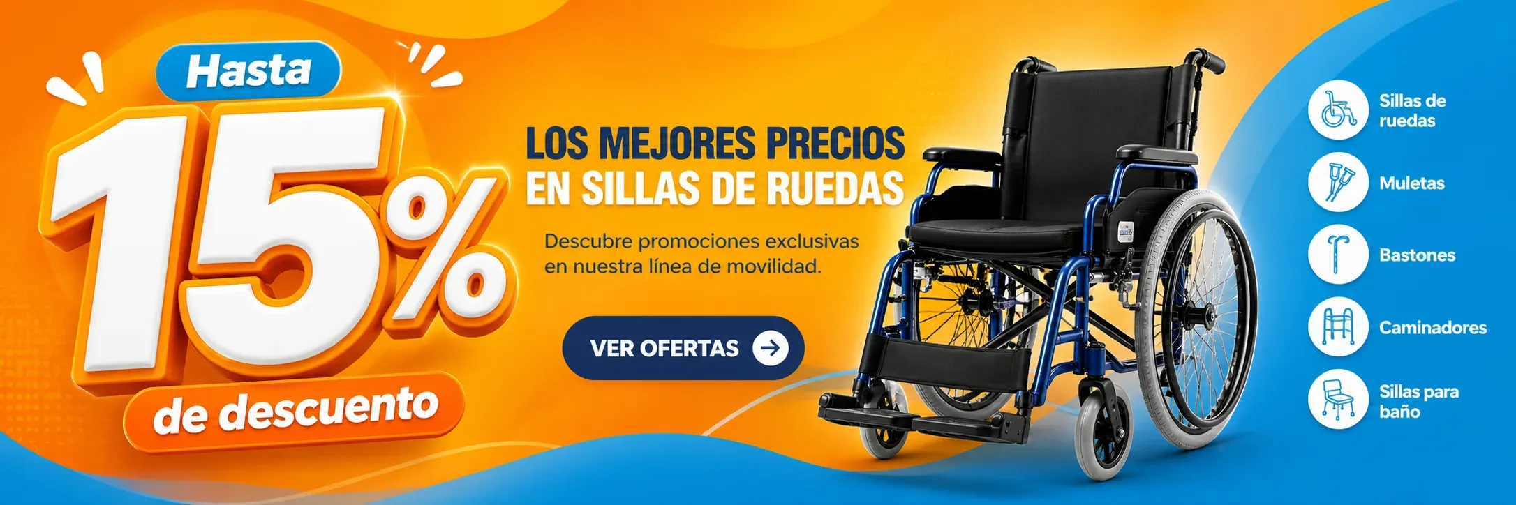 Hasta 15% de descuento en sillas de ruedas — línea de movilidad completa