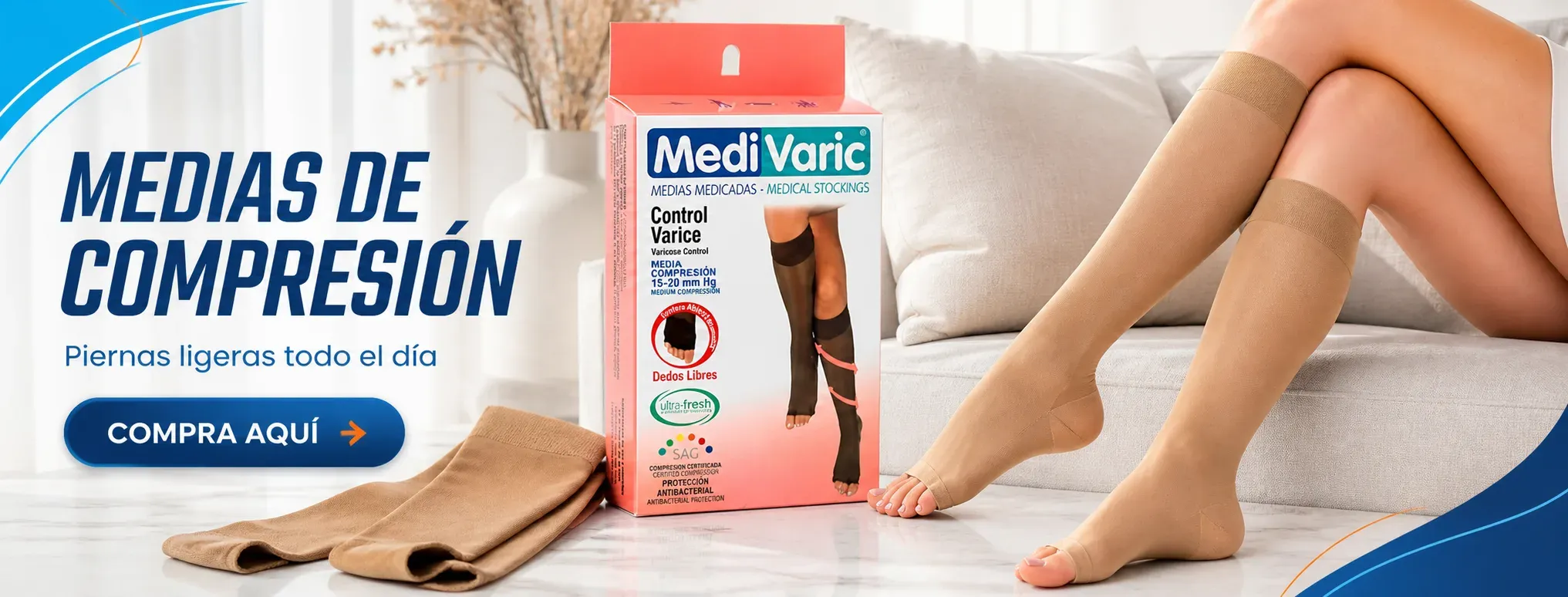 MediVaric — medias de compresión medicadas 15-20 mmHg, control de várices